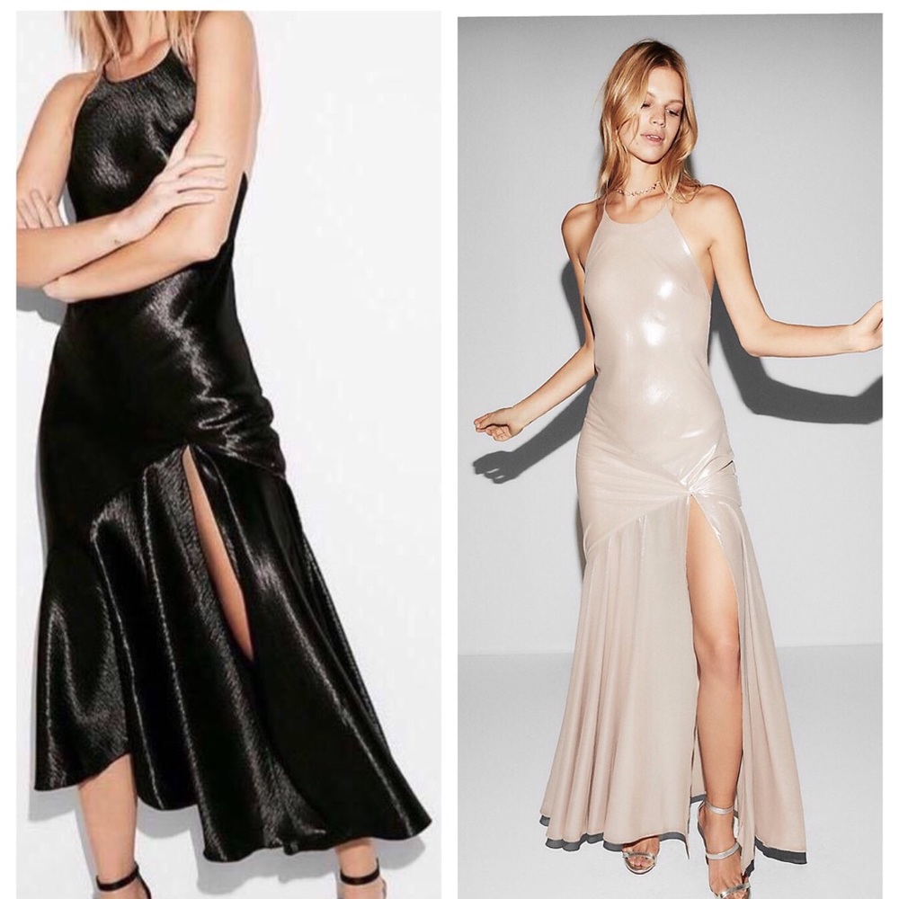 NWT Express Black Halter Neck Satin Maxi Dress